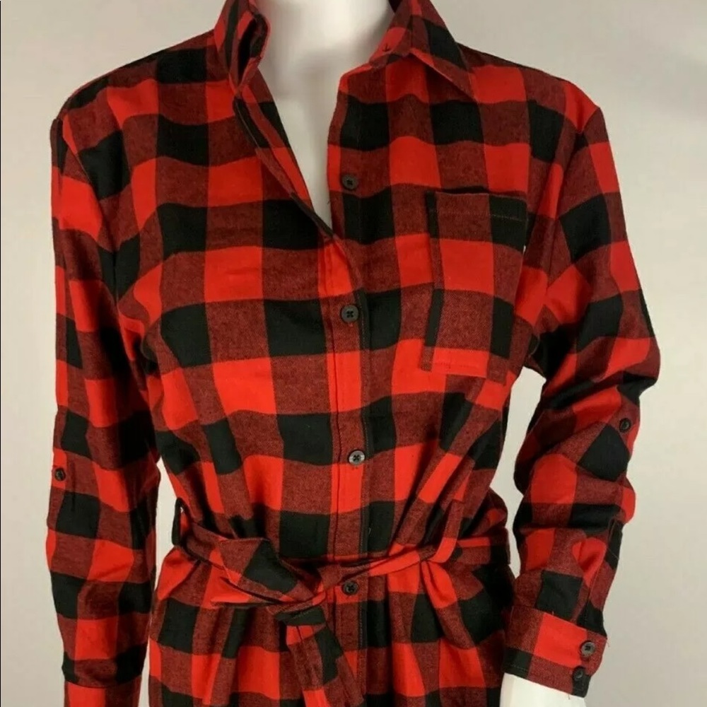 Agnes & Dora Buffalo Plaid Flannel Tunic with tie